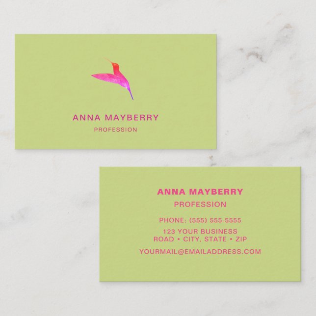 Green Hummingbird Business Card (Front/Back)