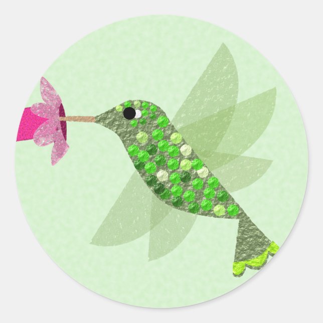 Green Hummingbird Classic Round Sticker (Front)