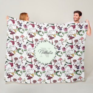 Green Hummingbird Floral Fleece Blanket