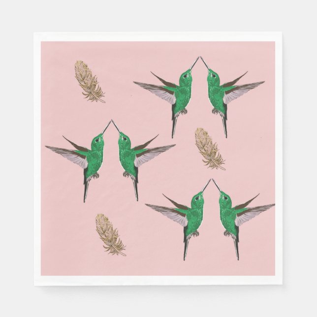 Green Hummingbird golden feather Napkin (Front)