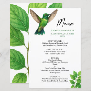 Green Hummingbird Leafy Botanical Border Wedding