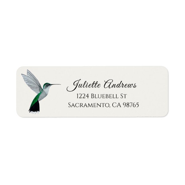 Green Hummingbird Return Address Label (Front)