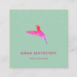Green Hummingbird Square Business Card