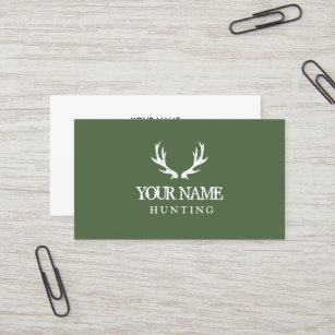 Green hunting deer antler business card template