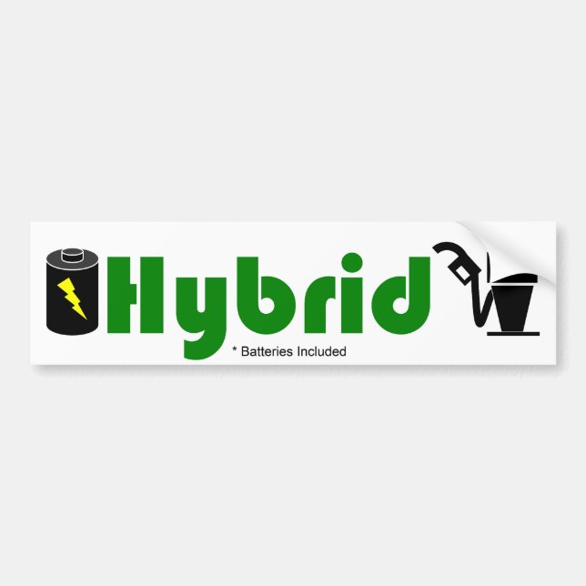 Green HYBRID battery and pump Bumper Sticker (Front)
