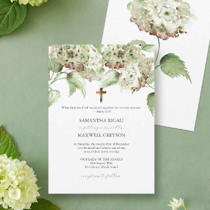 Green Hydrangea Catholic Wedding Invitations