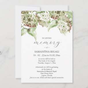 Green Hydrangea Celebration of Life Invitations