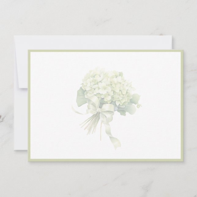 Green Hydrangea Flat Note Card (Front)