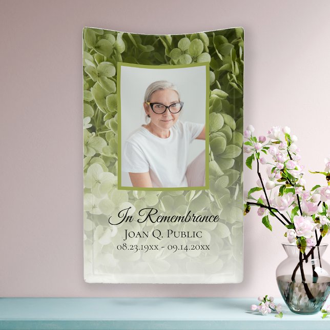 Green Hydrangea Floral Celebration of Life Funeral Banner (Creator Uploaded)
