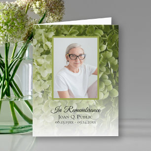 Green Hydrangea Floral Funeral Memorial Sympathy Thank You Card