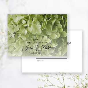 Green Hydrangea Floral Share a Memory Funeral  Card