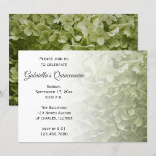 Green Hydrangea Flower Quinceanera Invitation