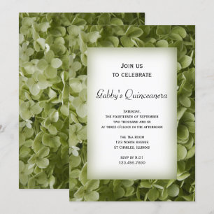 Green Hydrangea Flower Quinceanera Party Invitation