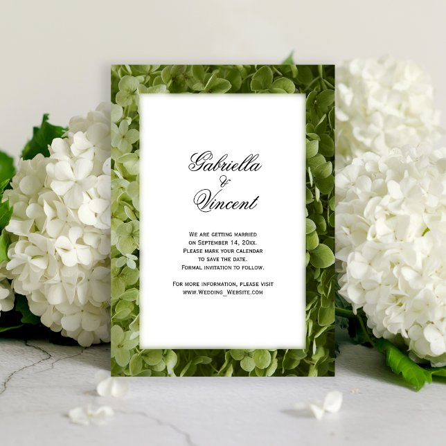 Green Hydrangea Flower Wedding Save the Date (Creator Uploaded)