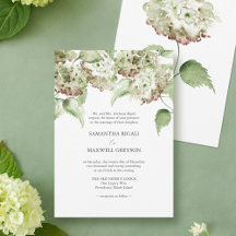 Green Hydrangea Formal Wedding Invitations