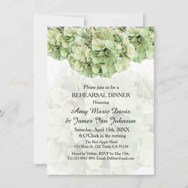 Green hydrangea rehearsal dinner invite hydrangea2 (Front)
