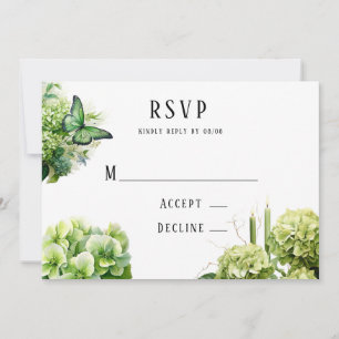 Green Hydrangea Rehearsal Dinner Wedding RSVP Card