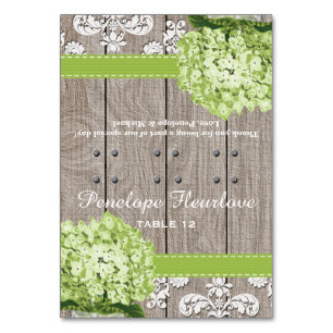 Green Hydrangea Ribbon DIY Tent Place Card