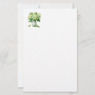 Green Hydrangea Stationery Paper