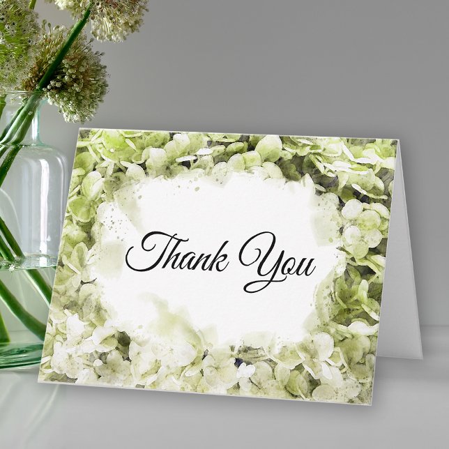 Green Hydrangea Watercolor Sympathy Thank You Card (Creator Uploaded)