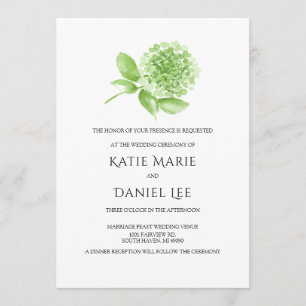 Green Hydrangea Wedding Invitation