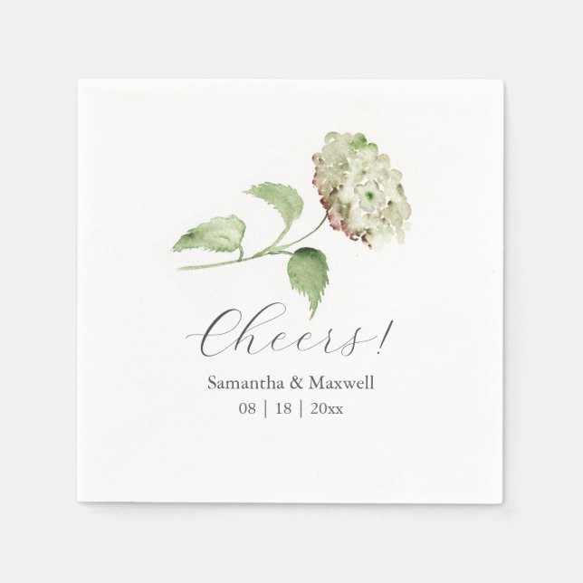 Green Hydrangea Wedding Napkins (Front)
