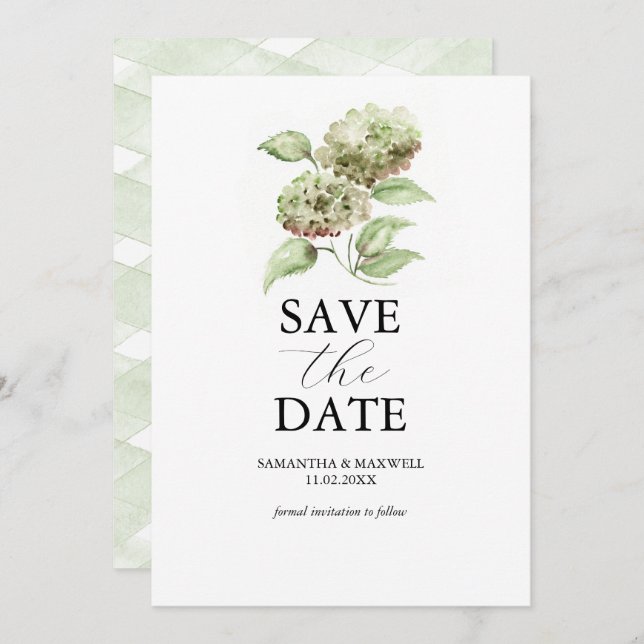 Green Hydrangea Wedding Save The Dates Save The Date (Front/Back)