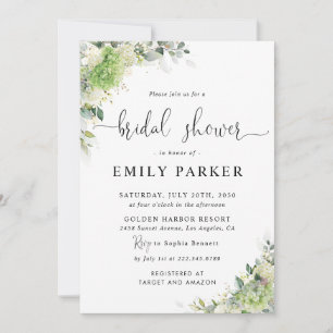 Green Hydrangeas Bridal Shower Invitation