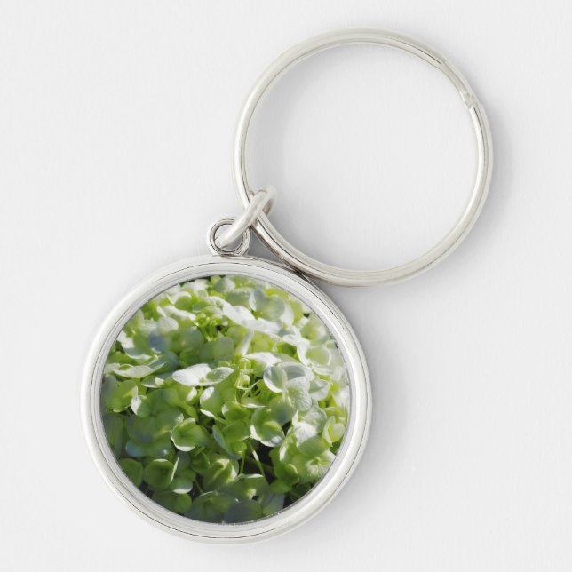 Green Hydrangeas Flowers Key Ring (Front)