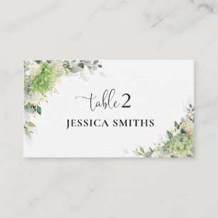 Green Hydrangeas Wedding Folded Place Card
