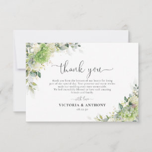 Green Hydrangeas Wedding Thank You Card