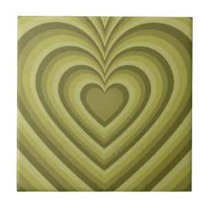 Green Hypnotic Heart Love Pattern Ceramic Tile