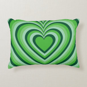 Green Hypnotic Heart Love Pattern Decorative Cushion