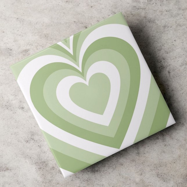 Green Hypnotic Heart Love Pattern Tile (Creator Uploaded)