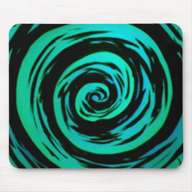 Green Hypnotic Swirl Art Mouse Mat (Front)