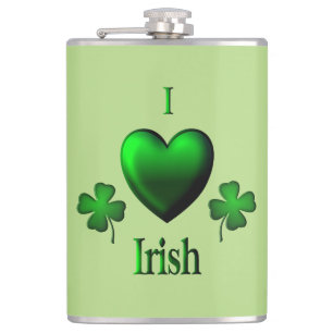 Green I Heart Irish Hip Flask