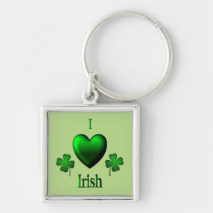 Green I Heart Irish Key Ring