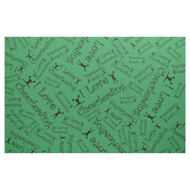 Green I love cheerleading Fabric (Yard)