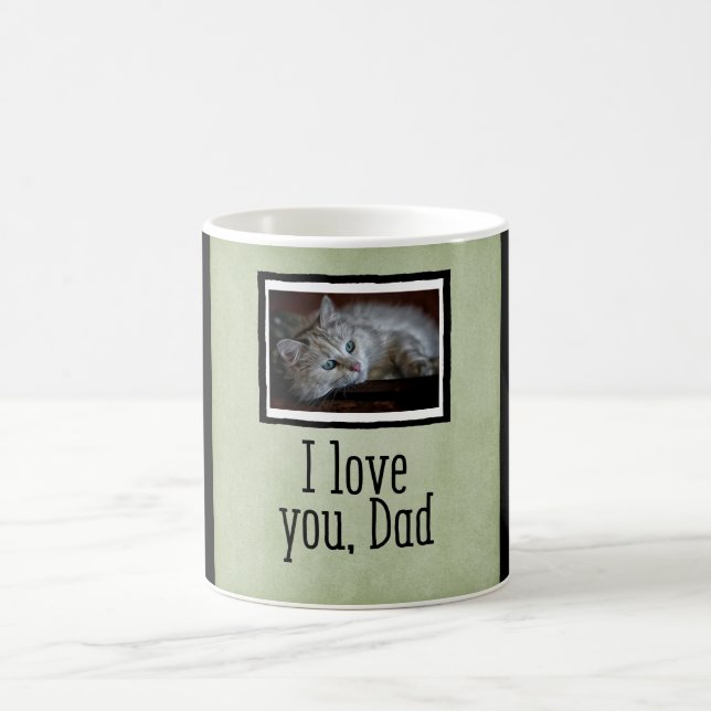 Green I Love You, Dad Custom Cat Photo Mug (Center)