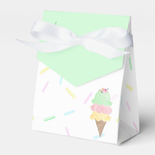 Green Ice Cream Party Favour Box (Front Side)