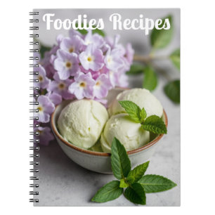 Green Ice Cream with Lilac Flowers Foodies Recipes Notebook