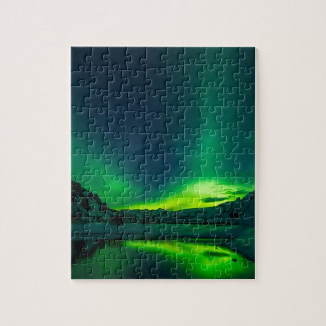 Green Iceland northern lights Jigsaw Puzzle (Vertical)