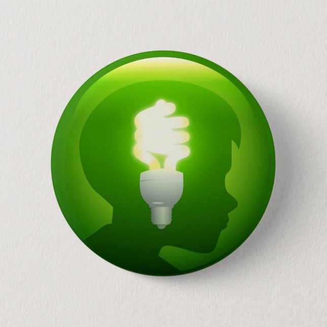 Green Idea 6 Cm Round Badge (Front)