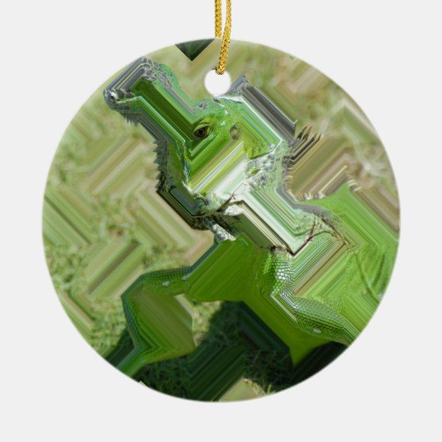 Green Iguana Ceramic Tree Decoration (Front)