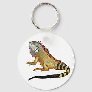 green iguana key ring