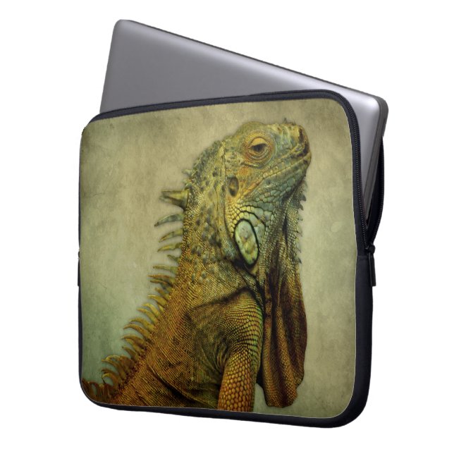 Green Iguana Laptop Sleeve (Front Left)