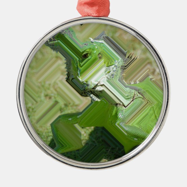 Green Iguana Metal Tree Decoration (Front)