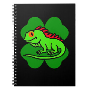 Green Iguana with four leaf clover Notebook