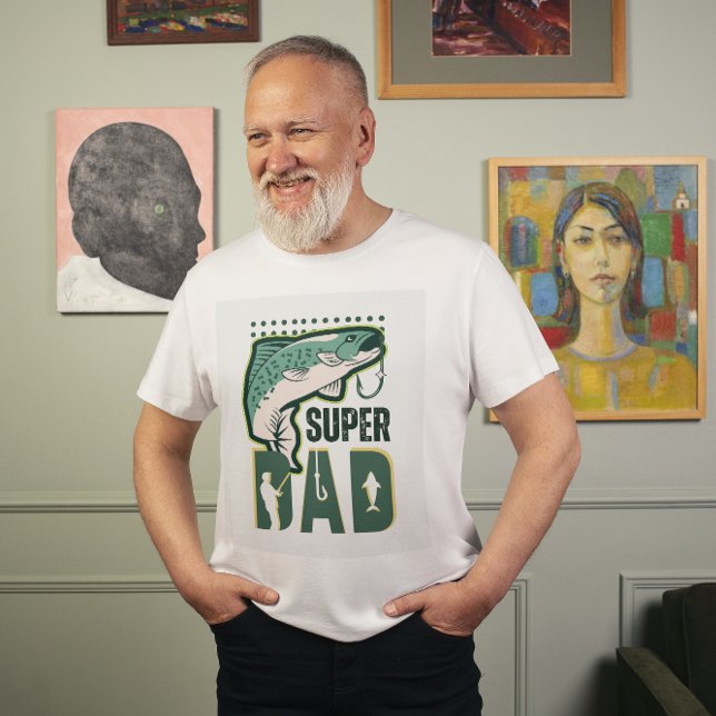 Green Illustrated Super Dad T-Shirt (Creator Uploaded)