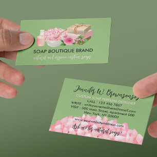 Green Illustration Handmade Craft Soap Business Card
